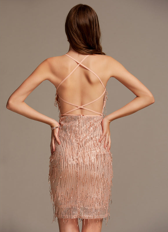 Robe Courte Scintillante Ajustée - gallery 4