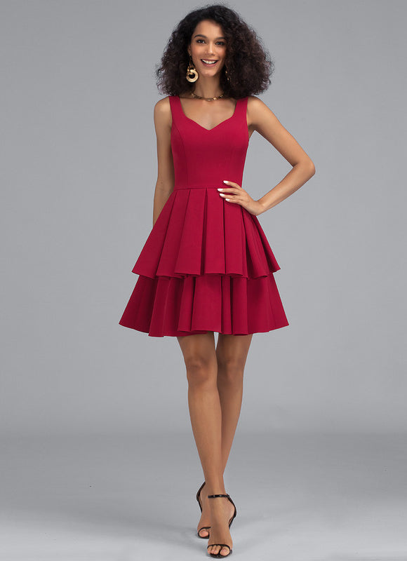 Robe Courte Évasée Cerise - gallery 2