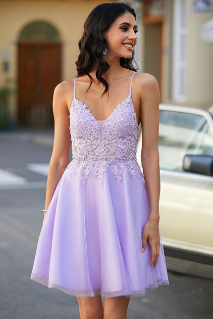 Robe Courte Tulle Lilas Élégante - gallery 7