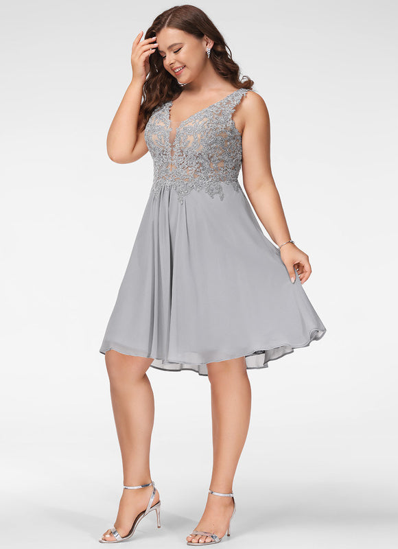 Robe Courte Courte Grise Ornée - gallery 7