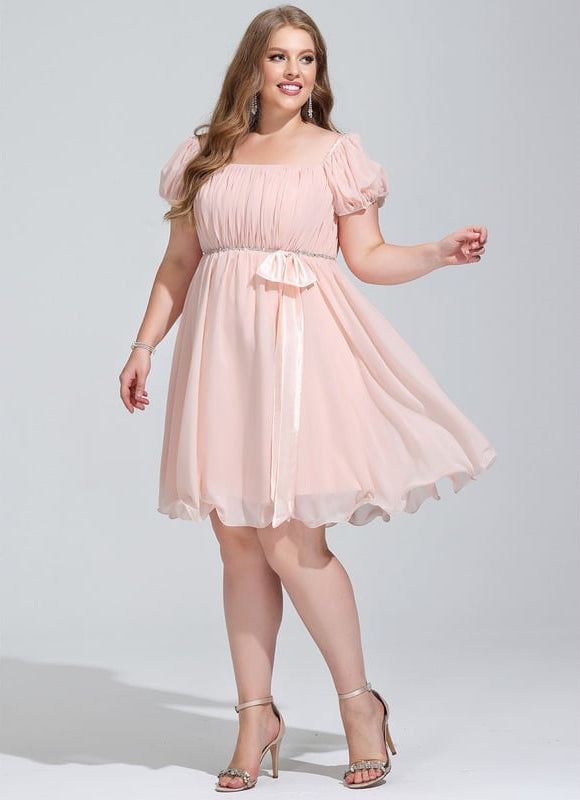 Robe Courte Mousseline Pêche - gallery 7