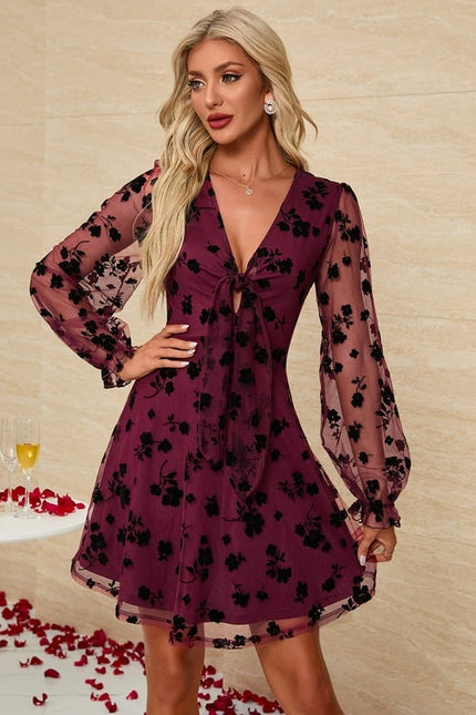 Robe Courte Vaporeuse Bordeaux - gallery 6