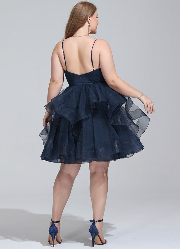 Robe Courte Tulle Volants Bleu - gallery 8