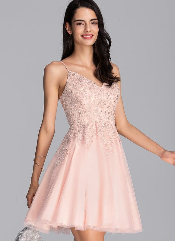 Robe De Soirée Courte Col V - gallery 4