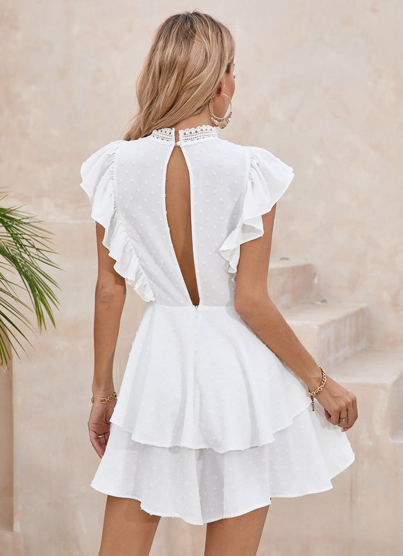 Robe Blanche Courte Patineuse - gallery 2