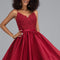 Robe Courte Satinée Bordeaux Ornée