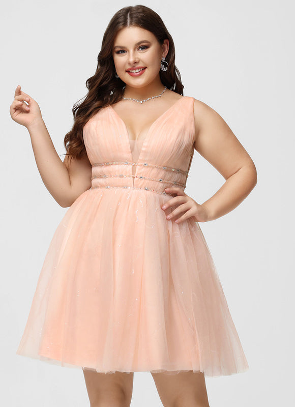 Robe Courte Tulle Rose Ornée - gallery 7