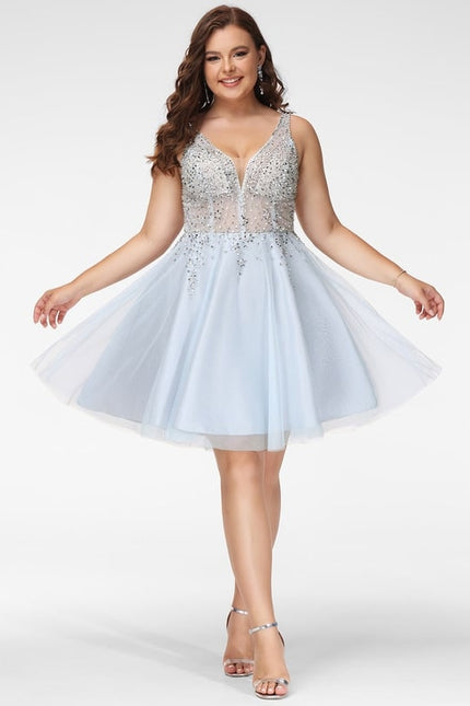 Robe Courte Scintillante Ciel - gallery 9