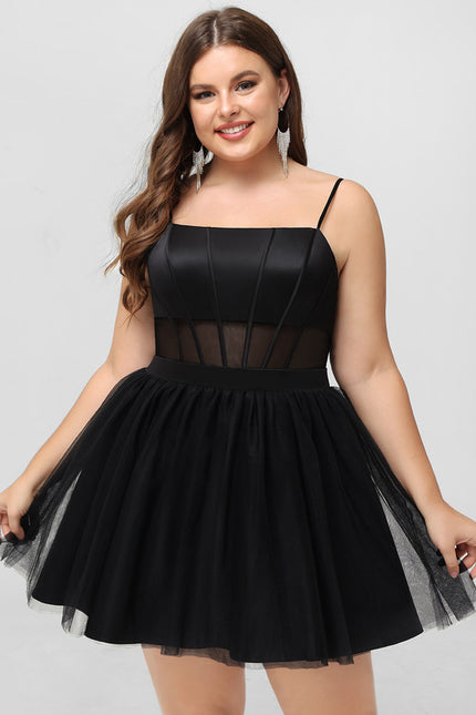 Robe Courte Cocktail Tulle Noir - gallery 9