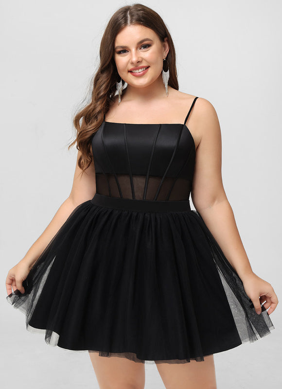 Robe Courte Cocktail Tulle Noir - gallery 9
