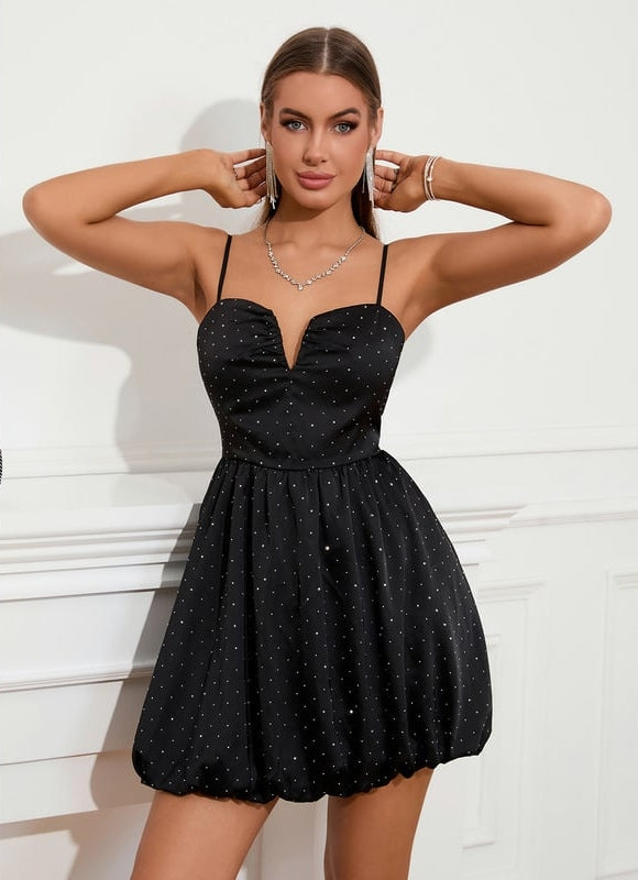 Robe Courte Bal Noire À Pois - gallery 3