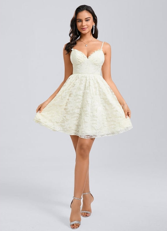 Robe Courte Dentelle Ivoire - gallery 5