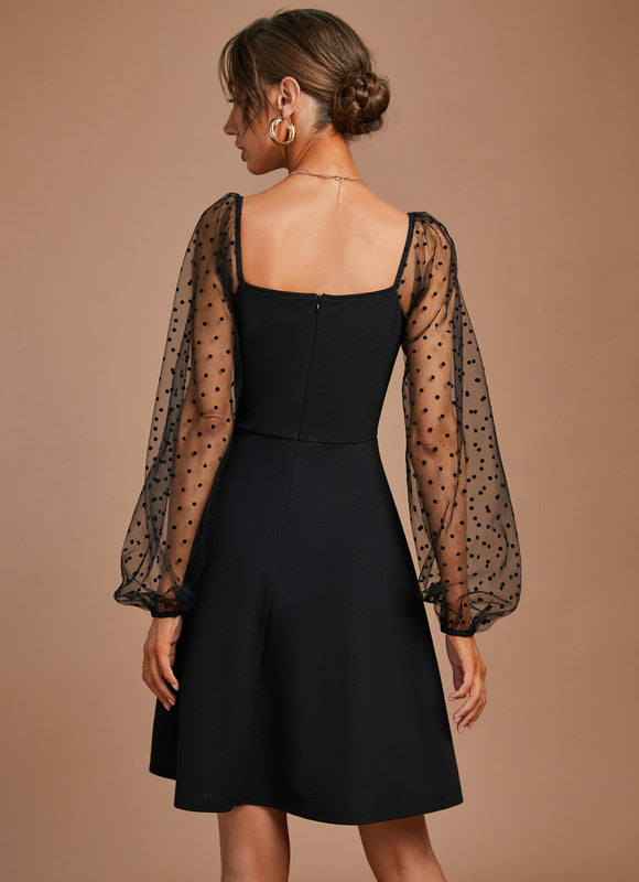 Robe Courte Noire À Manches Transparentes - gallery 5