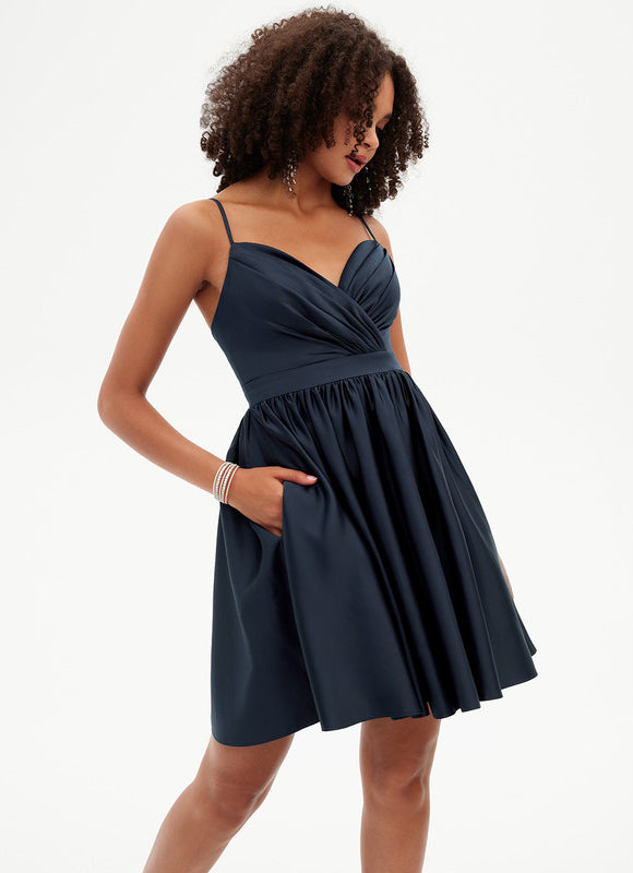 Robe Courte Satinée À Volants - gallery 1