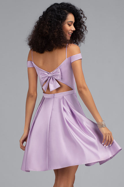 Robe Courte Satin Lilas
