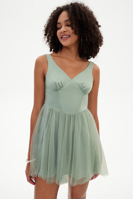 Robe Courte Tulle Émeraude - gallery 6