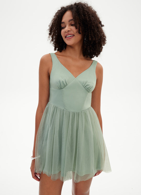 Robe Courte Tulle Émeraude - gallery 6