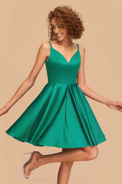Robe Courte Satin Évasée Bleu - gallery 2