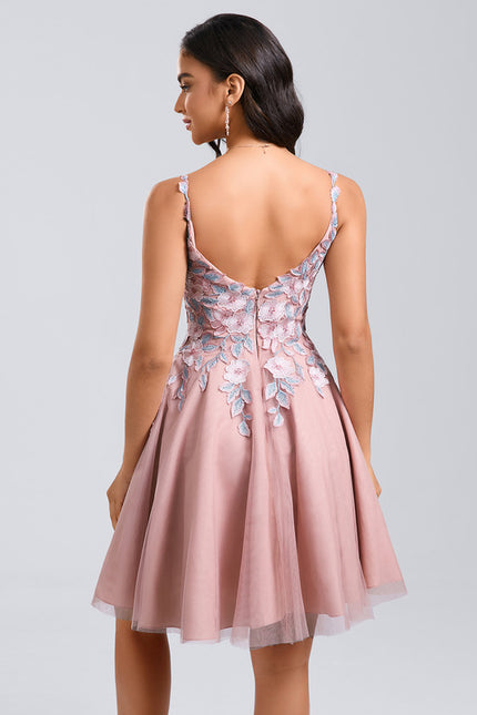 Robe Courte Rose Brodée - gallery 6