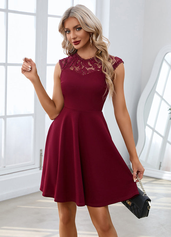 Robe Courte Bordeaux Élégante - gallery 3