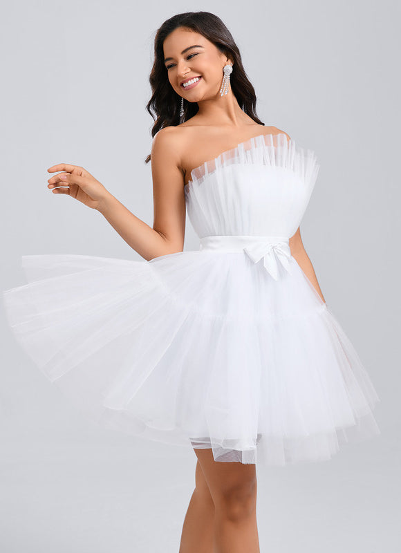 Robe Princesse Courte Blanche - gallery 4