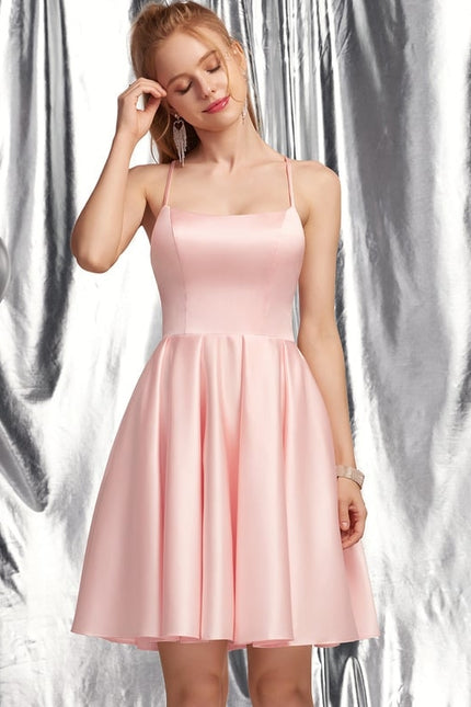 Robe Courte Rose Satinée - gallery 1