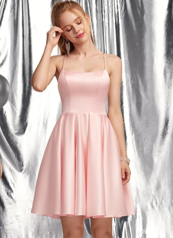 Robe Courte Rose Satinée - gallery 1