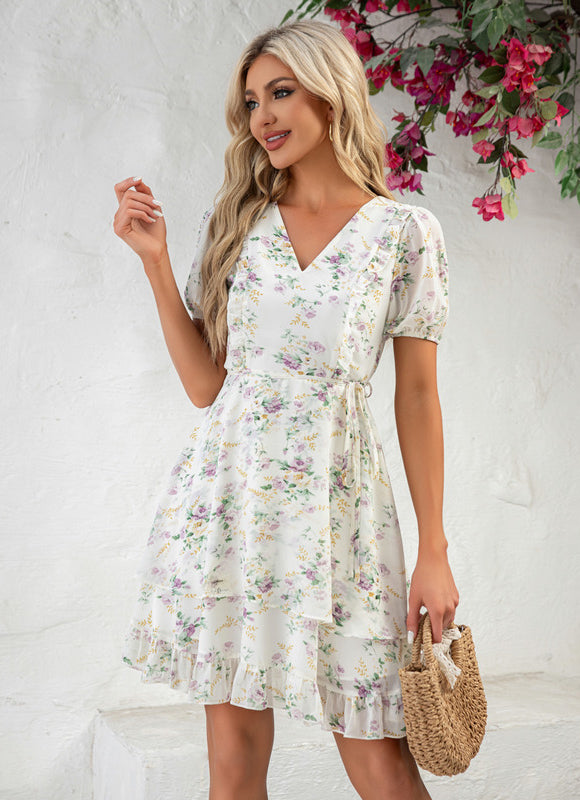 Robe Courte Fluo À Volants