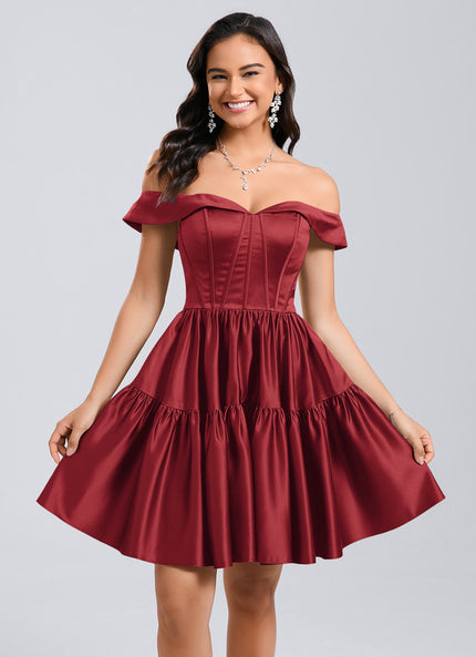 Robe Courte Satin Bordeaux