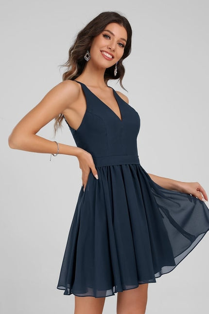 Robe Courte Mousseline Marine - gallery 1