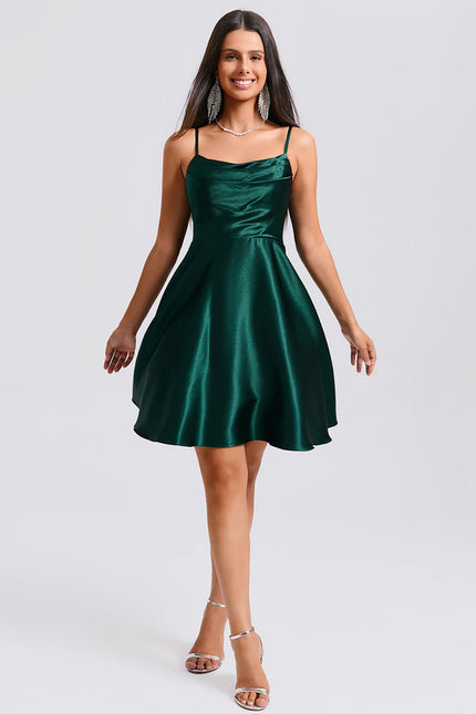 Robe Courte Satin Émeraude - gallery 2
