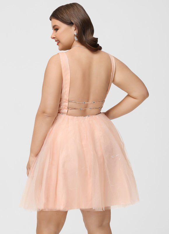 Robe Courte Tulle Rose Ornée - gallery 8