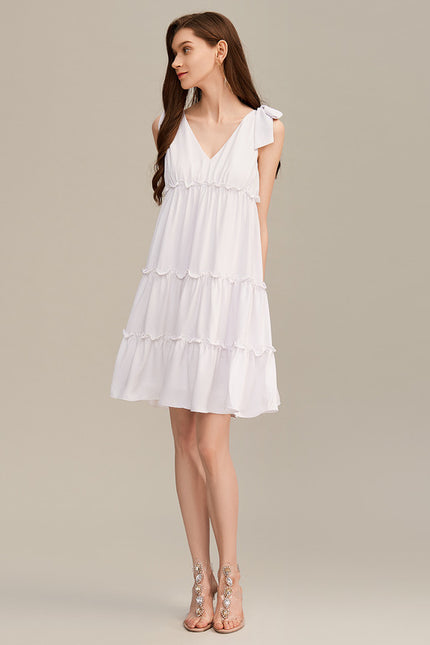 Robe Courte Verte Froncée - gallery 2