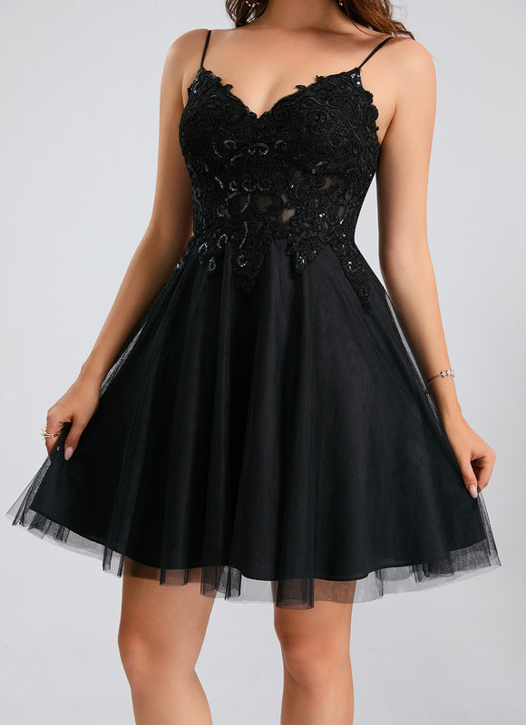 Robe Courte Tulle Embellie - gallery 6