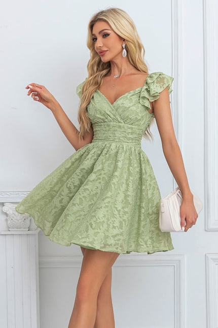 Robe Courte Verte Florale - gallery 1