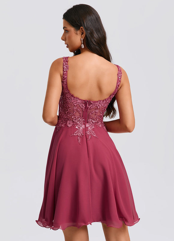 Robe Courte Bordeaux Évasée - gallery 6