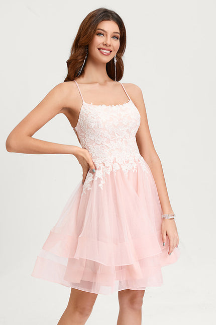 Robe Courte Tulle Rose Brodée - gallery 2