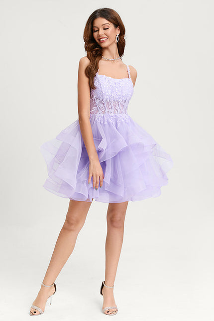 Robe Courte Tulle Asymétrique Rose - gallery 4