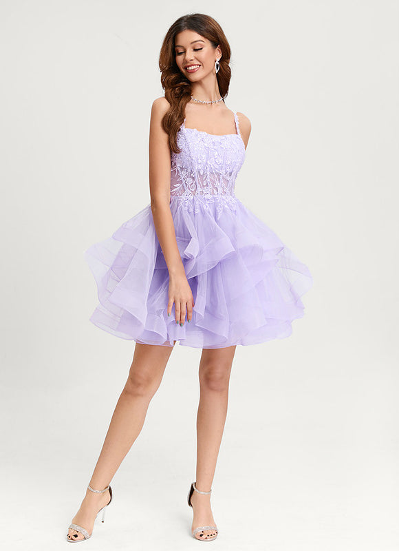 Robe Courte Tulle Asymétrique Rose - gallery 4
