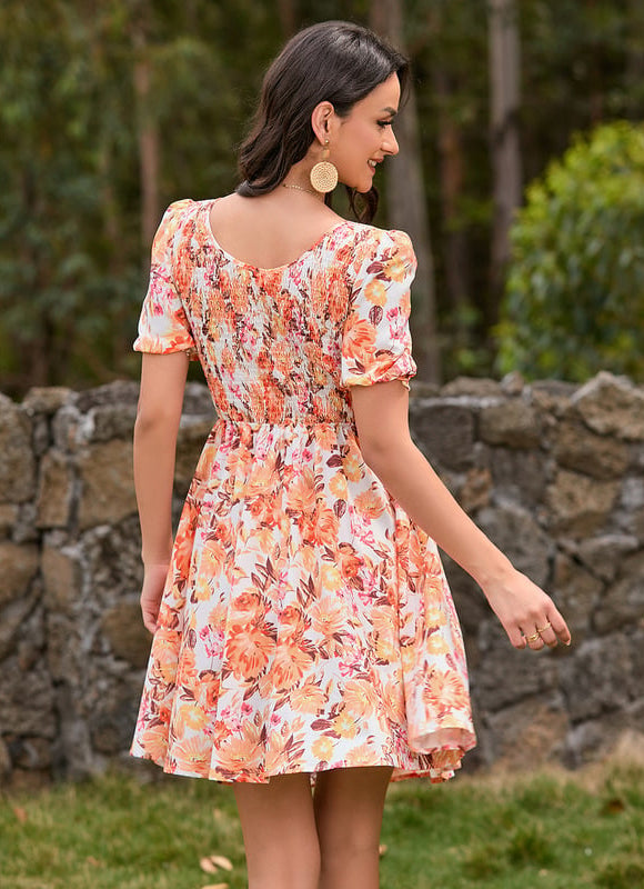 Robe Courte Florale Vaporeuse - gallery 1