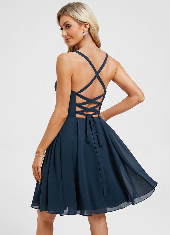 Robe Courte Dété Fleuri Bleu - gallery 1