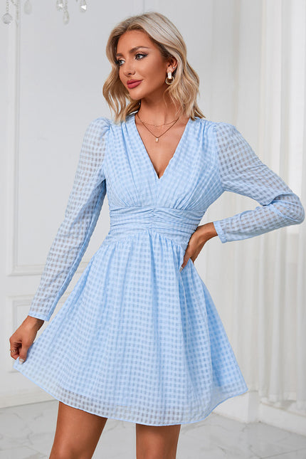 Robe Courte Vichy Bleu Clair