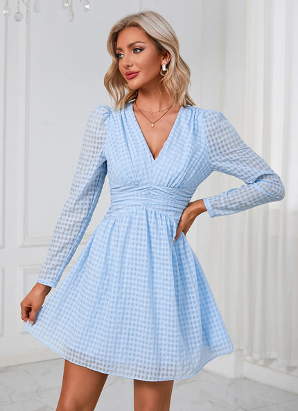 Robe Courte Vichy Bleu Clair