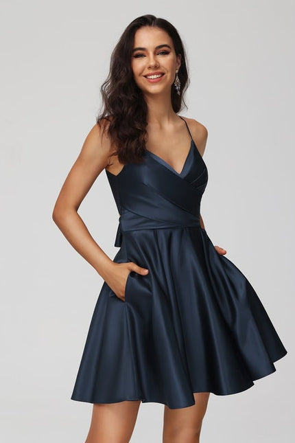 Robe Courte Satinée À Volants - gallery 3