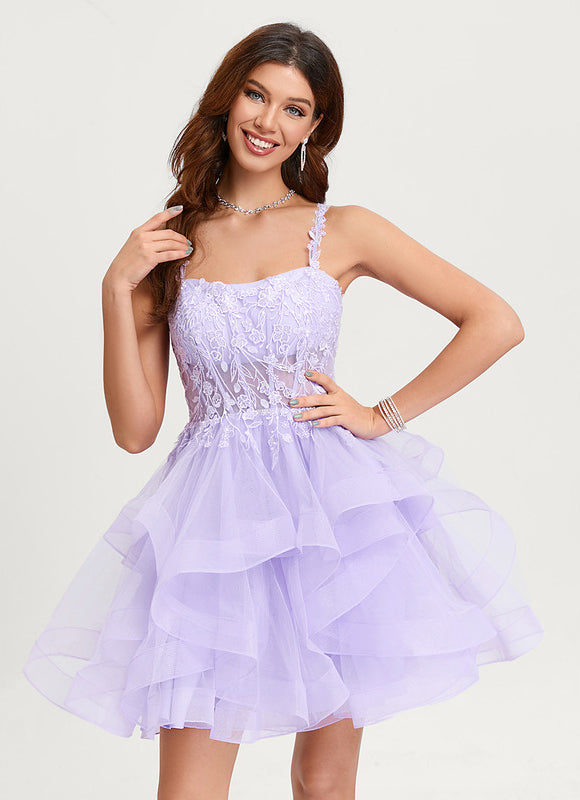 Robe Courte Tulle Asymétrique Rose