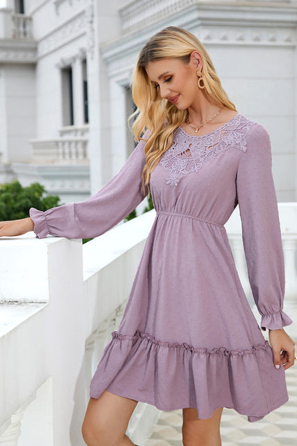 Robe Courte En Dentelle Marine - gallery 1