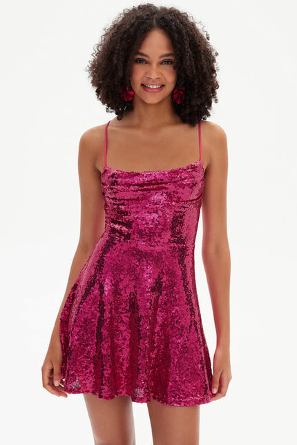 Robe Courte Cocktail Pailletée - gallery 5
