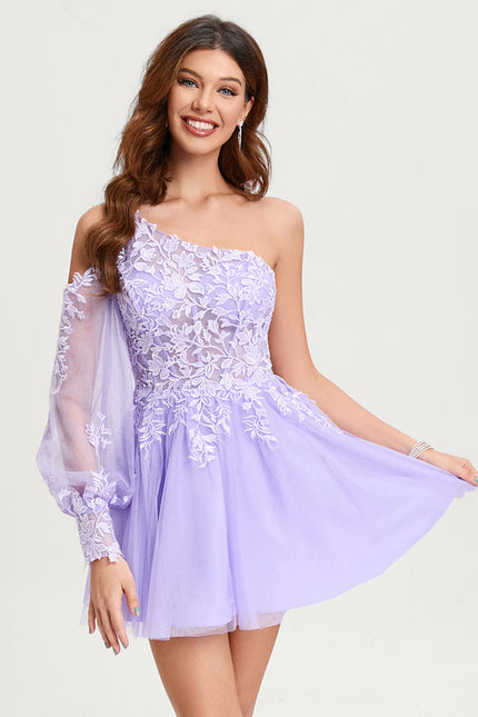 Robe Courte Asymétrique Coupe Trapèze À Volants - gallery 4