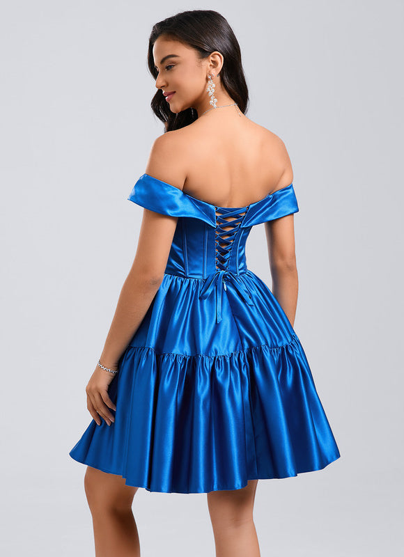 Robe Courte Satin Bordeaux - gallery 5