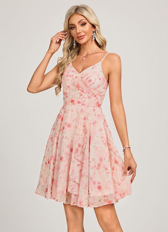 Robe Courte Vaporeuse À Bretelles - gallery 4
